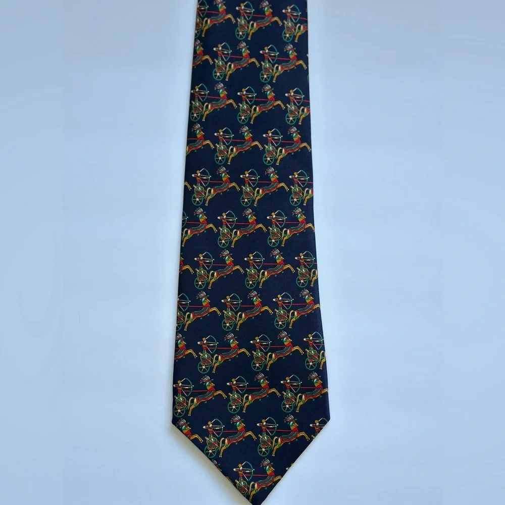 Vintage Neiman Marcus Designer Collections Silk Tie-Richel Equestrian - Picture 4 of 10